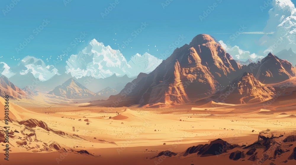 Naklejka premium Desert Mountain Landscape.