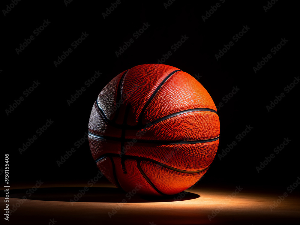 High-quality close-up of a basketball on a black background High-quality close-up of a basketball on a black background