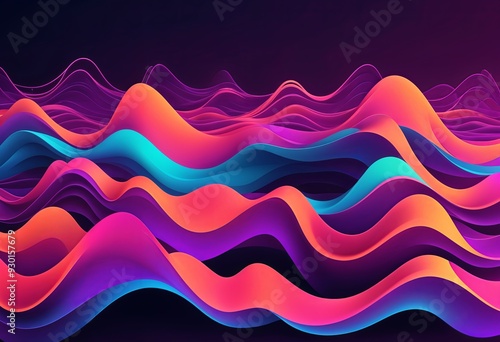 Dynamic 3D waves in a neon color