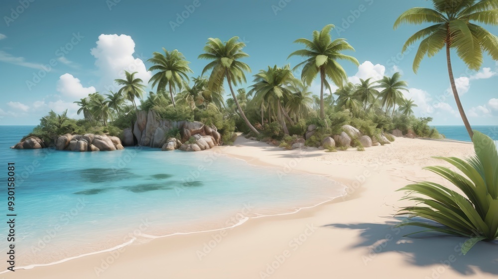 Caribbean island with palm trees on a clear background Caribbean island with palm trees on a clear background