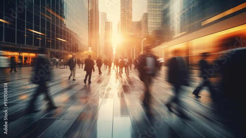 A blurred background of busy city streets with businesspeople walking, representing the fast-paced and dynamic nature of corporate life.