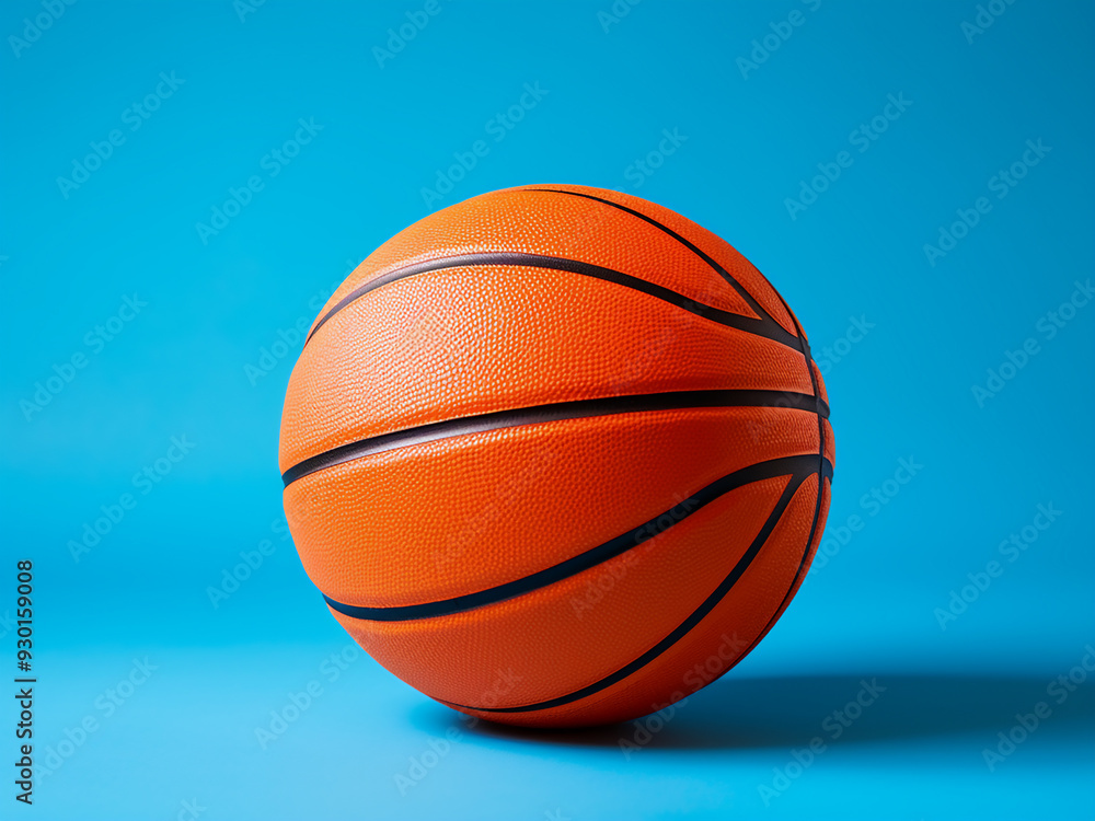 Fototapeta premium Close-up of a basketball against a blue background
