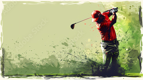 A vector image of a golfer playing in a field