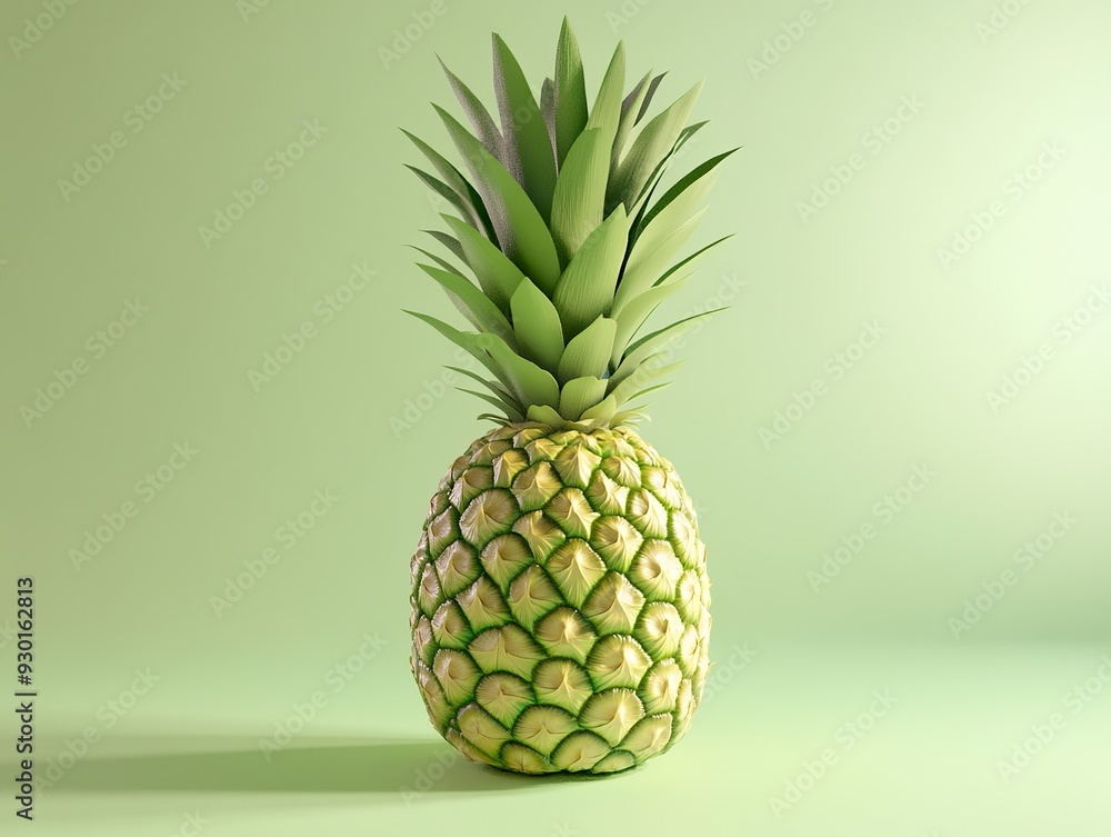 A simple pineapple, solid in color and pattern on a solid background A simple pineapple, solid in color and pattern on a solid background