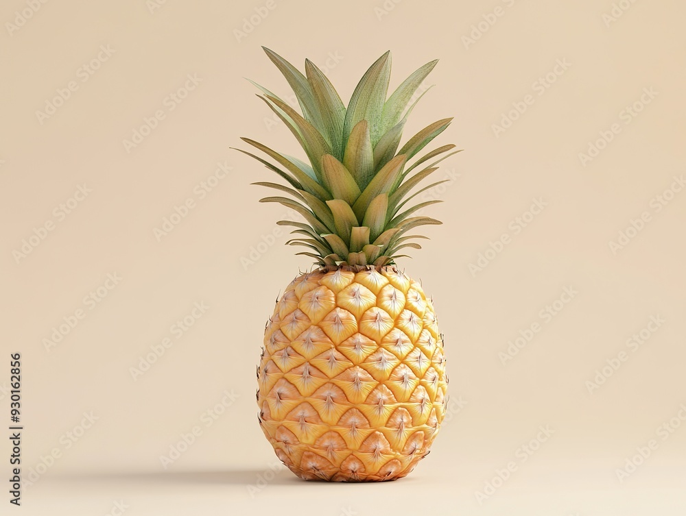A simple pineapple, solid in color and pattern on a solid background A simple pineapple, solid in color and pattern on a solid background