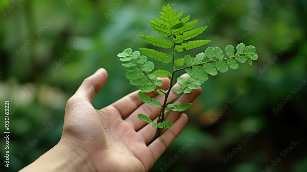 A Small Sapling Held in a Hand A Small Sapling Held in a Hand