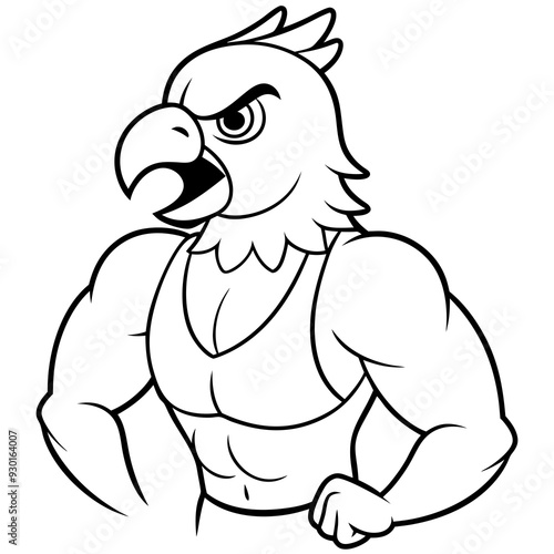 Wallpaper Mural A ferocious angry   parrot  athlete posing line art vector illustration Torontodigital.ca