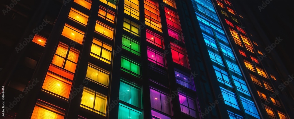 Rainbow Lights on Building Rainbow Lights on Building