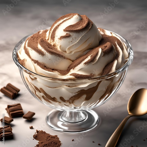 Tiramisu Gelato with Cocoa Powder Dusting photo