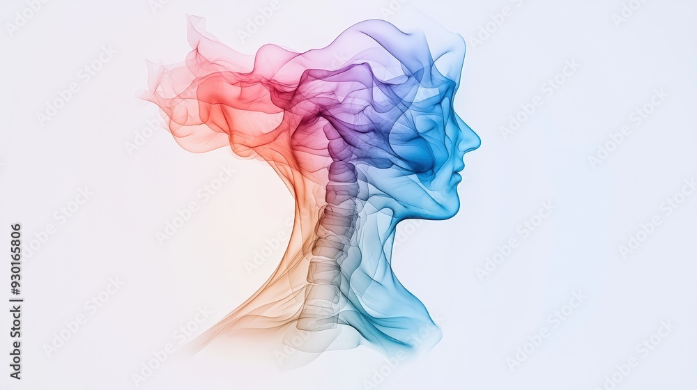 An abstract illustration of a human silhouette with flowing smoke in vibrant colors symbolizing creativity and emotional expression. An abstract illustration of a human silhouette with flowing smoke in vibrant colors symbolizing creativity and emotional expression.