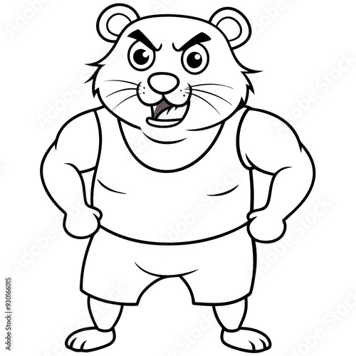 A ferocious angry  Hamster athlete posing art vector illustration