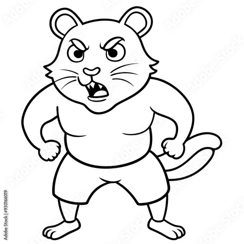 A ferocious angry  Hamster athlete posing art vector illustration