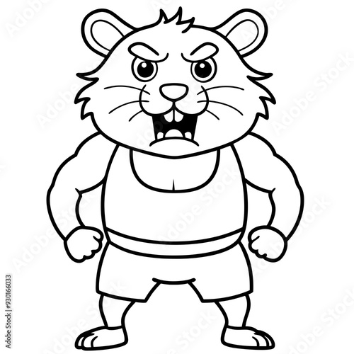 A ferocious angry  Hamster athlete posing art vector illustration