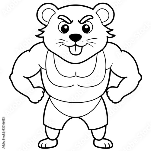 A ferocious angry  Hamster athlete posing art vector illustration