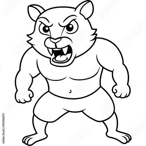A ferocious angry  Hamster athlete posing art vector illustration