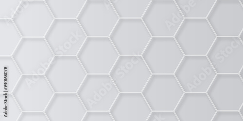 Abstract minimal geometric white and gray light background design. Vector illustration of hexagons pattern. luxury white pattern geometric mesh cell texture. Modern pattern elegant gold line template