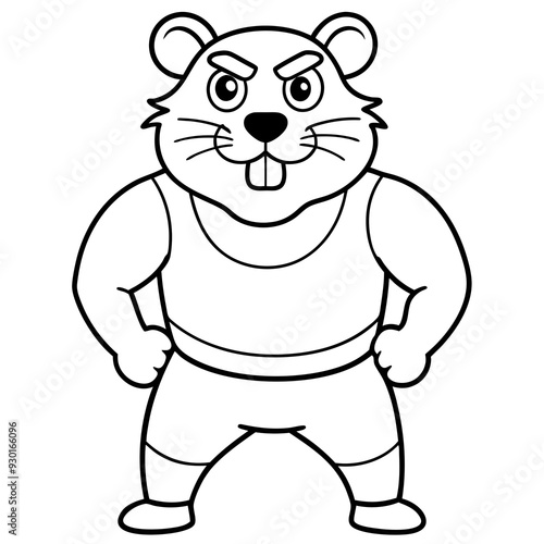 A ferocious angry  Hamster athlete posing art vector illustration