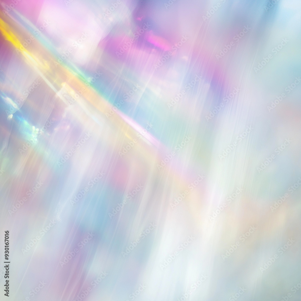 Floating, white, rainbow-like holographic blurred effect on a white background Floating, white, rainbow-like holographic blurred effect on a white background