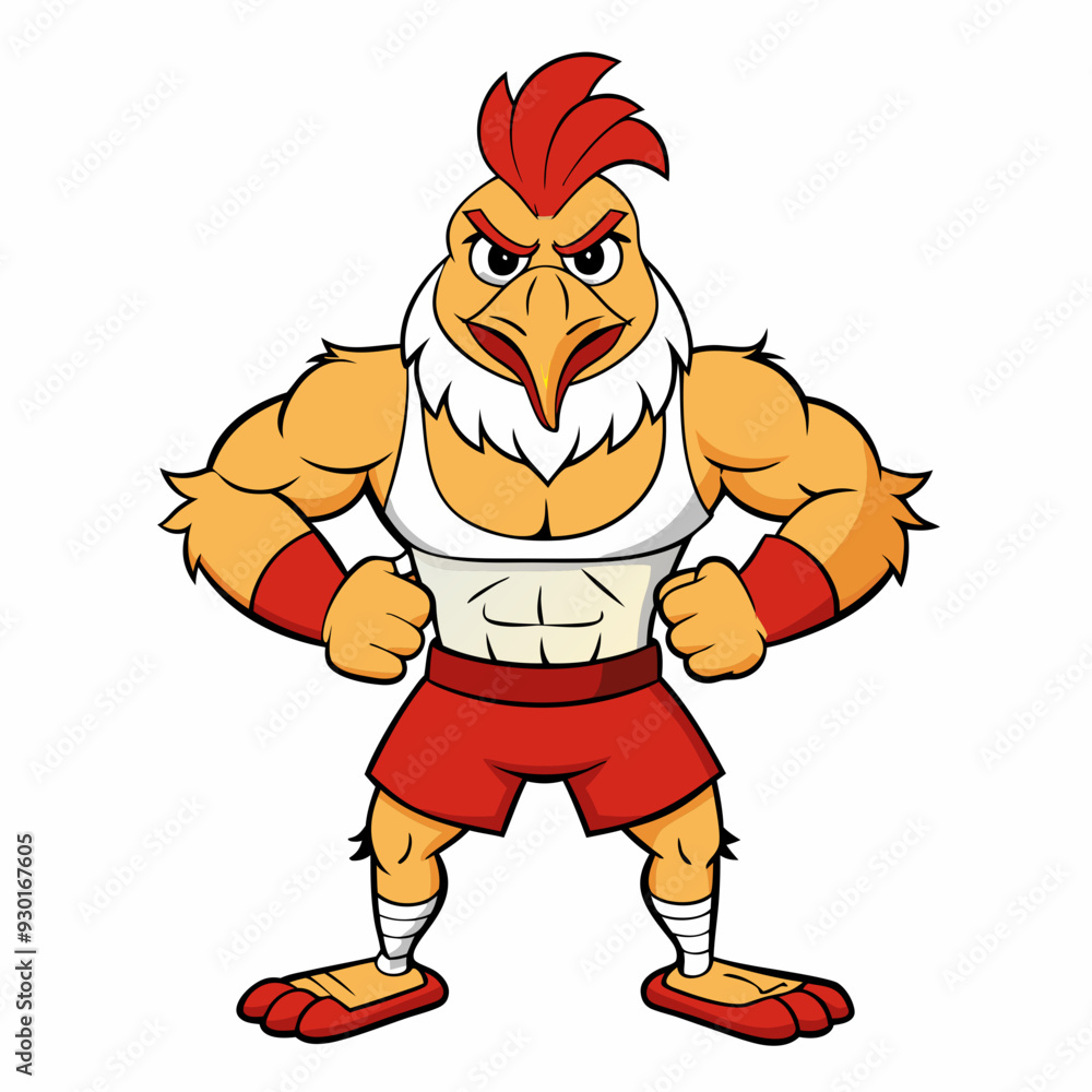A ferocious angry chicken athlete posing art vector illustration A ferocious angry chicken athlete posing art vector illustration