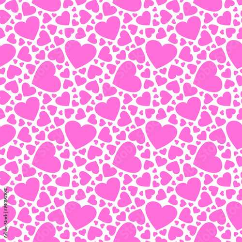 Cute pink hearts on a white background. Seamless vector pattern, illustration, print