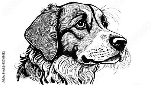 Dog Puppy Head Logo Sketch Style - Animal Face Portrait Mammal Fur
