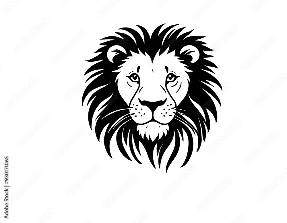 Obraz premium Drawing of lion's head, for coloring for example.