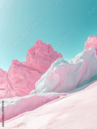 Wallpaper Mural pink rocks in the desert against a pastel blue sky. pink stone on the desert Torontodigital.ca