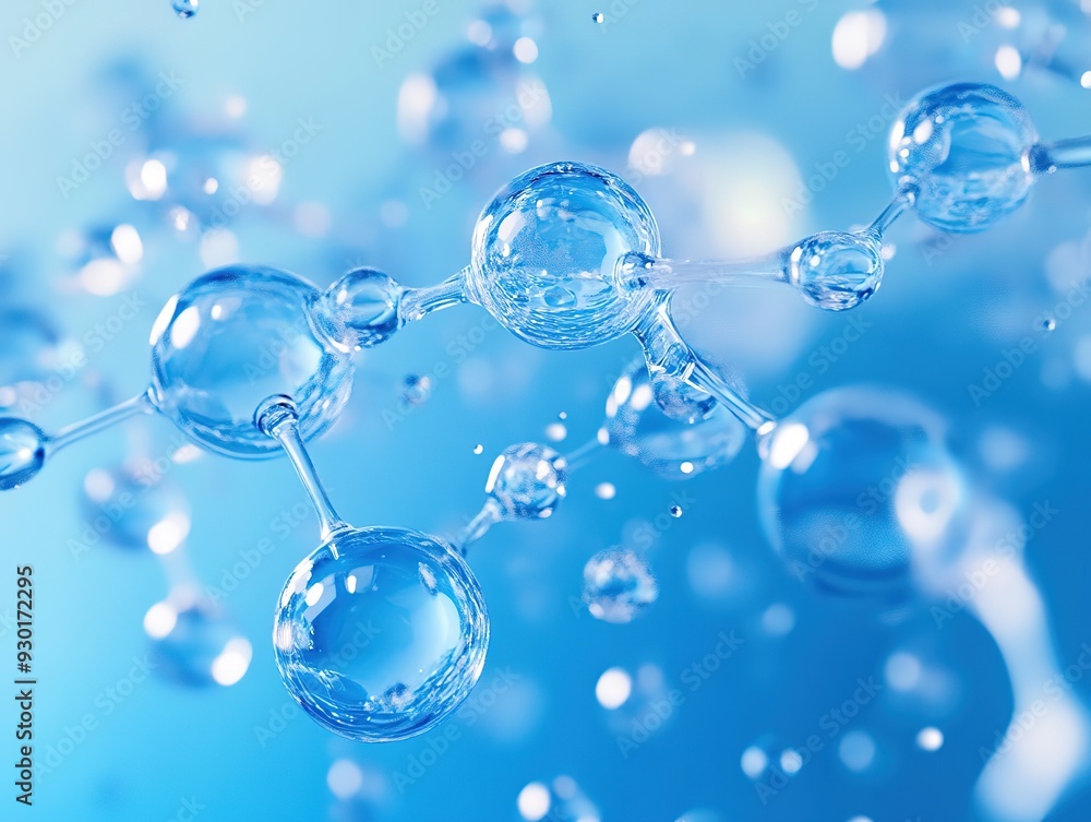 Futuristic Macro View of Water Molecules in the Air, High Resolution 3D ...