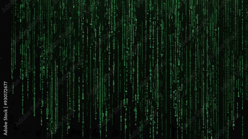 Matrix symbols falling down on black background generated in AI Matrix symbols falling down on black background generated in AI