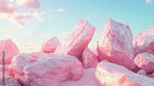 Wallpaper Mural pink rocks in the desert against a pastel blue sky. pink stone on the desert Torontodigital.ca
