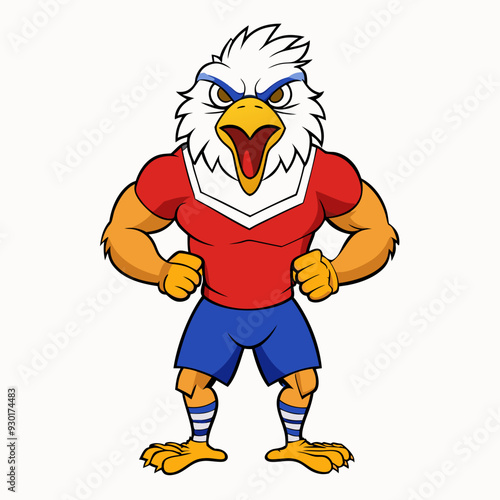 A ferocious angry eagle athlete posing art vector illustration