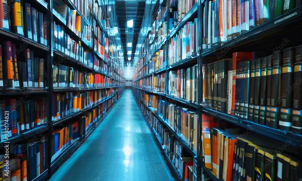 Endless Rows of Books in a Library Endless Rows of Books in a Library