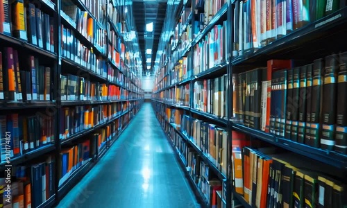 Wallpaper Mural Endless Rows of Books in a Library Torontodigital.ca