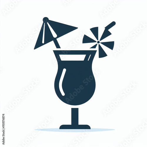  silhouette blue cocktail with umbrella 