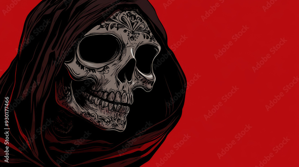 Vector design of a cloaked skull for DÃa de los Muertos. Vector design of a cloaked skull for DÃa de los Muertos.