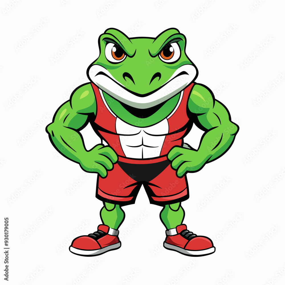 Fototapeta premium A ferocious angry frog athlete posing art vector illustration