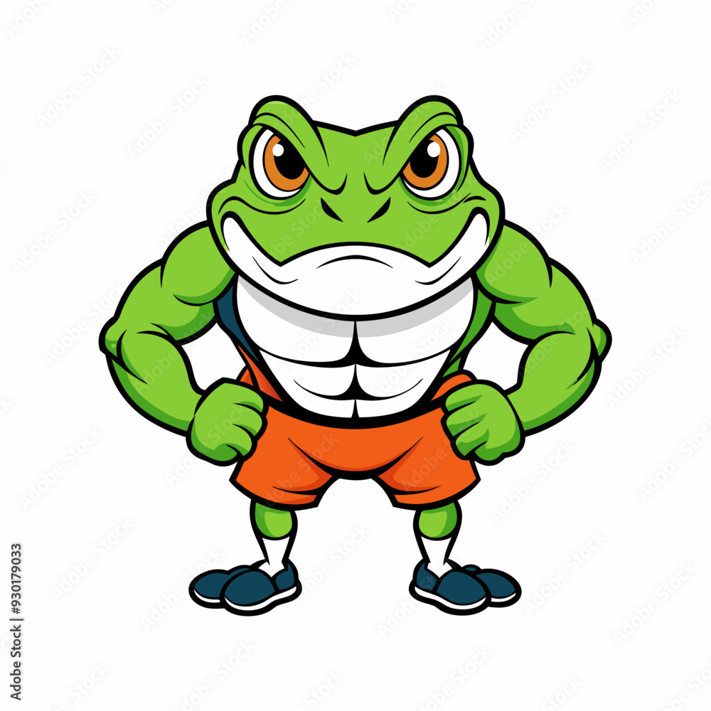 Obraz premium A ferocious angry frog athlete posing art vector illustration