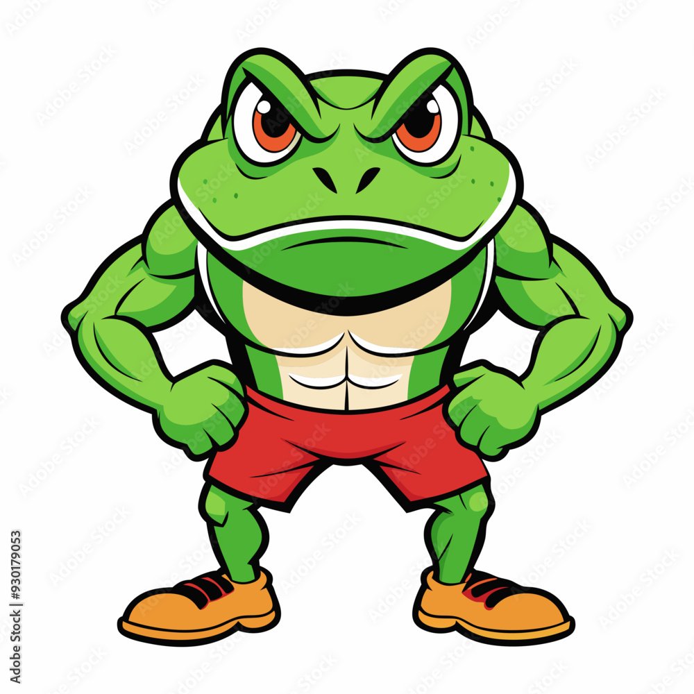 A ferocious angry frog athlete posing art vector illustration A ferocious angry frog athlete posing art vector illustration
