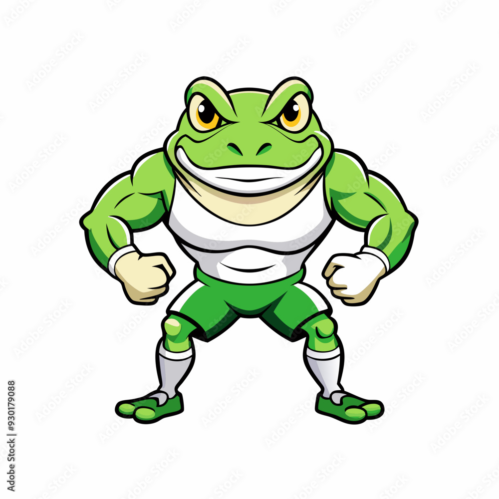 A ferocious angry frog athlete posing art vector illustration A ferocious angry frog athlete posing art vector illustration