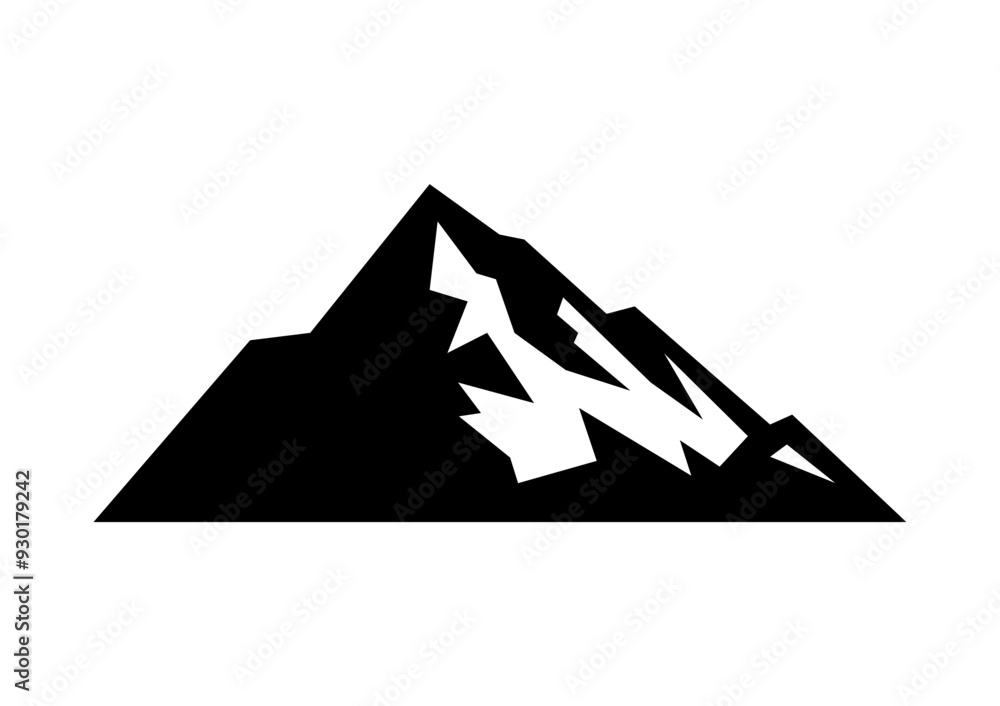 Mountain peaks silhouettes. Isolated rocky mountain. Mountain, rock, hill, peak logos. Vector stock illustration. Mountain peaks silhouettes. Isolated rocky mountain. Mountain, rock, hill, peak logos. Vector stock illustration.