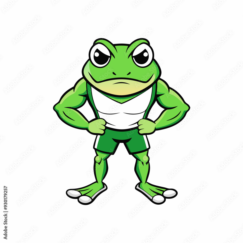 A ferocious angry frog athlete posing art vector illustration A ferocious angry frog athlete posing art vector illustration