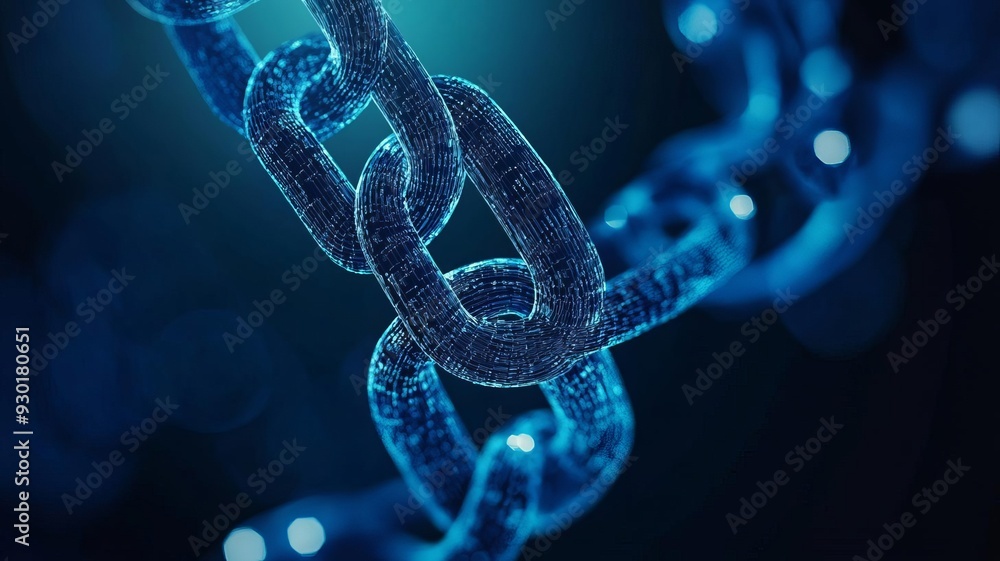 A close-up view of a glowing blue chain link, symbolizing strength and connection in a digital environment. A close-up view of a glowing blue chain link, symbolizing strength and connection in a digital environment.