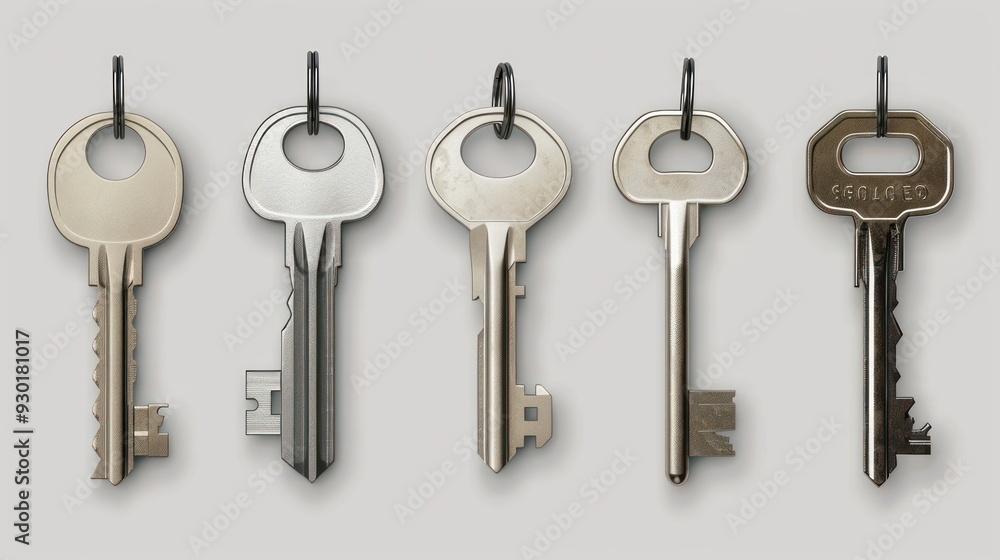 Collection of silver or aluminum keys Isolated on transparent background PNG, Collection of silver or aluminum keys Isolated on transparent background PNG,