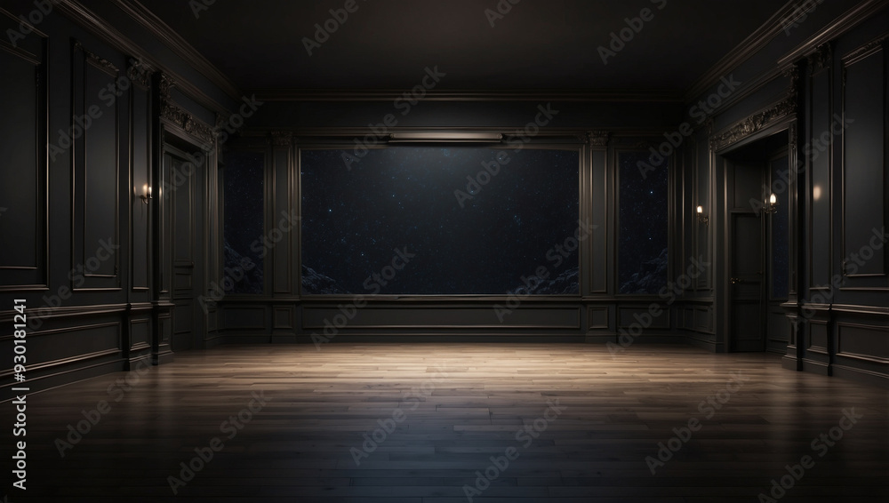 Empty elegant dark room at night with copy space Empty elegant dark room at night with copy space