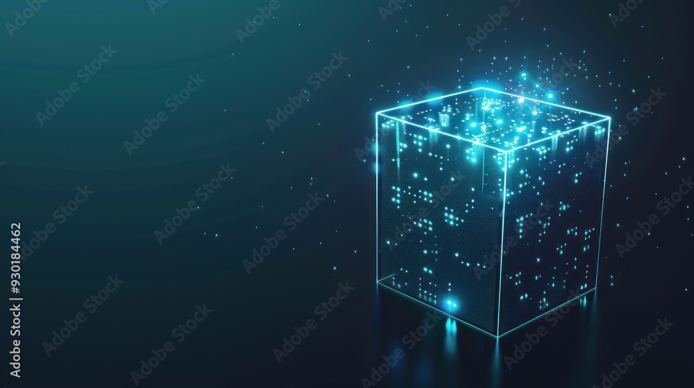 Glowing Cube with a Digital Pattern Glowing Cube with a Digital Pattern