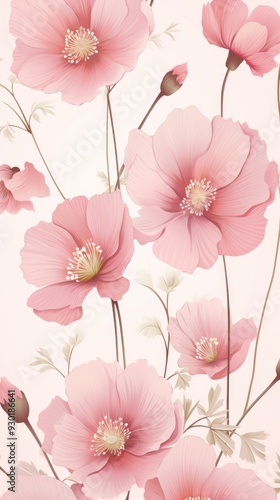 Wallpaper Mural Botanical flower pattern backgrounds wallpaper. Torontodigital.ca