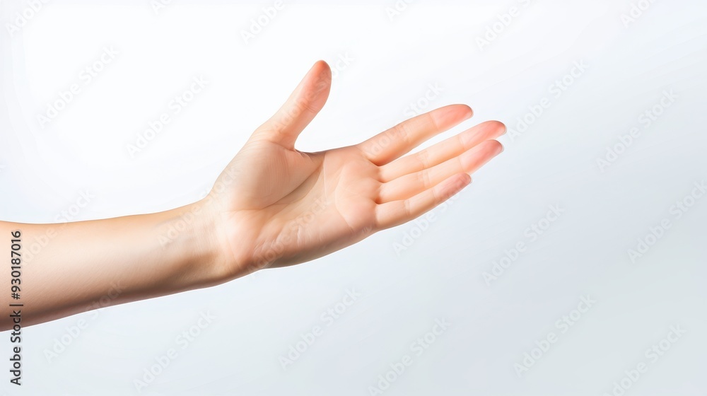 A welcoming hand extends graciously toward the viewer, symbolizing invitation and connection in a bright, minimalist setting A welcoming hand extends graciously toward the viewer, symbolizing invitation and connection in a bright, minimalist setting