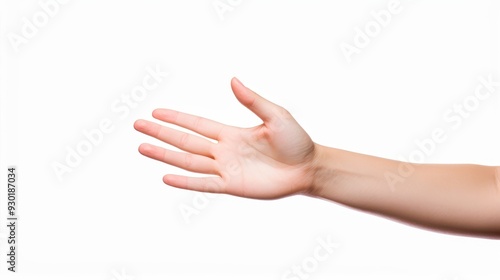 A welcoming hand extends graciously toward the viewer, symbolizing invitation and connection in a bright, minimalist setting photo