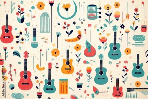 Music pattern backgrounds guitar.