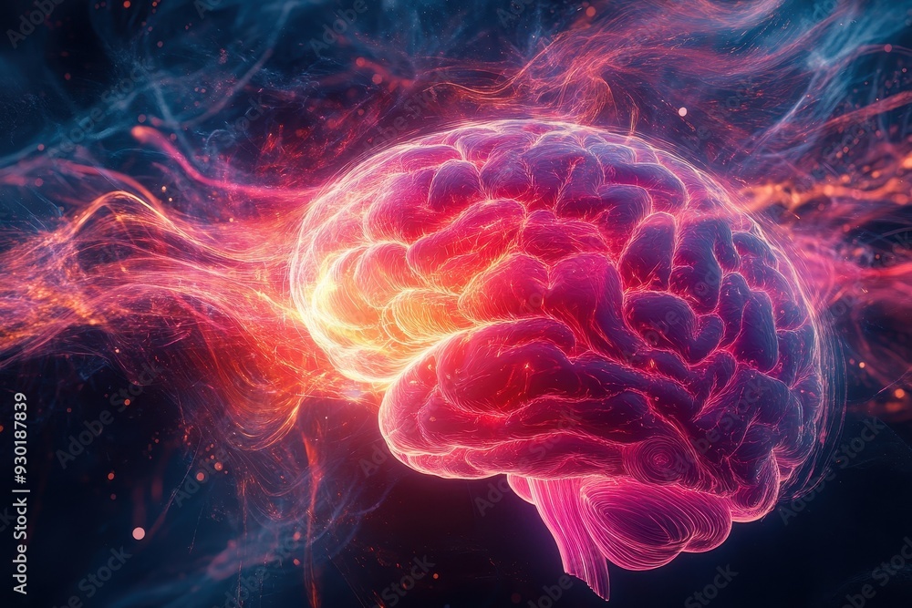 Vivid illustration of a human brain with neural connections and energy, symbolizing cognitive power, AI, and mental processes. Vivid illustration of a human brain with neural connections and energy, symbolizing cognitive power, AI, and mental processes.